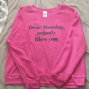 Dear Monday nobody likes you, pink sweater